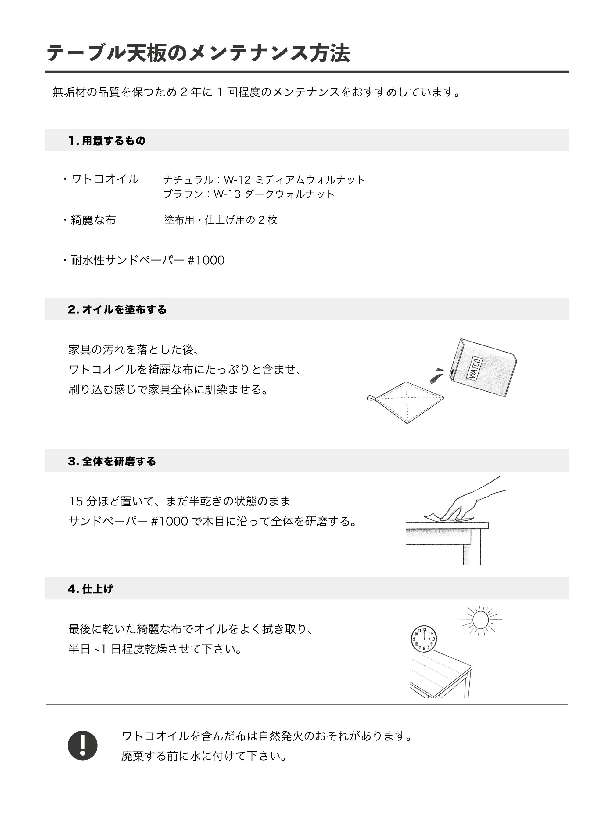 無垢材のお手入れ
