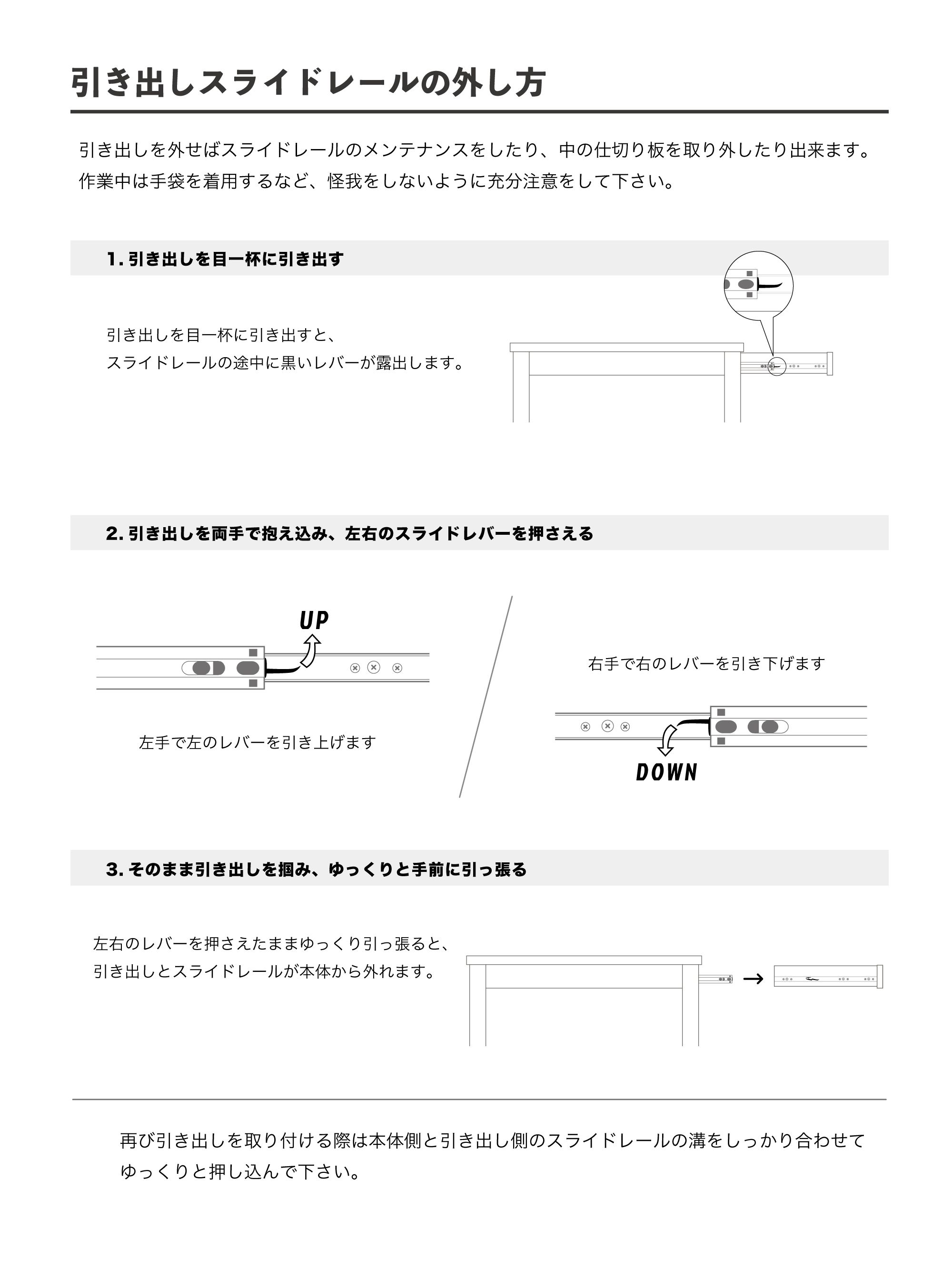 引き出し スライドレールのお手入れ1